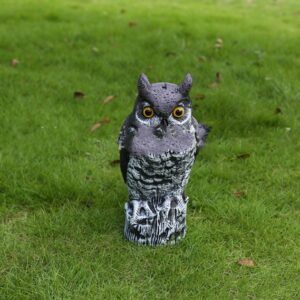 Garden Decoration Gray White Striped Owl